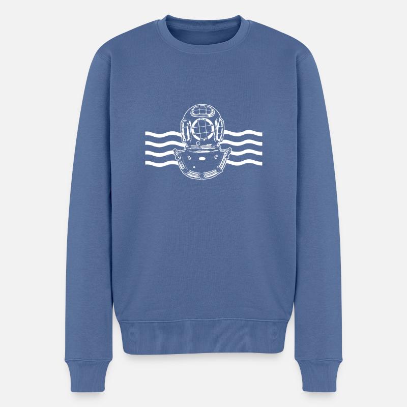Scaphandrier - Pull Premium bio Homme - bleu pigeon
