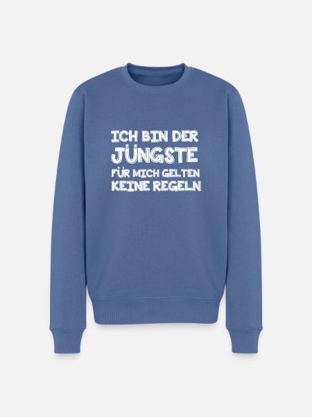 Ich bin der Jüngste - Männer Premium Bio Pullover - Taubenblau