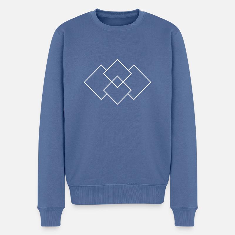 Vierecke weiss - Männer Premium Bio Pullover - Taubenblau