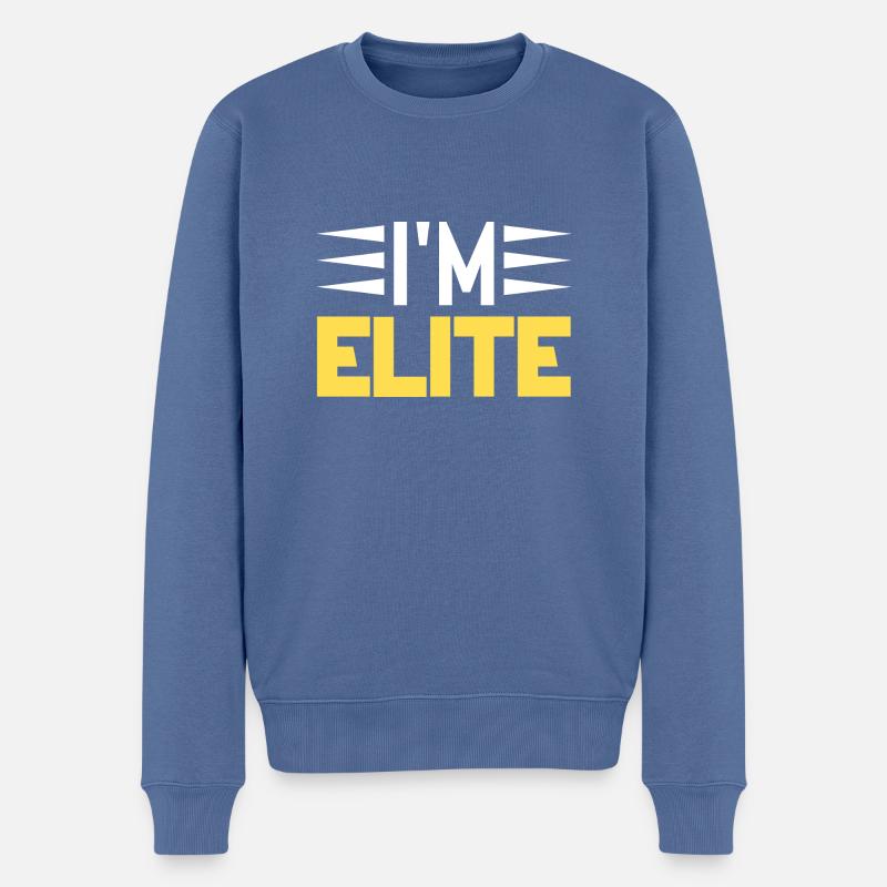 I´m Elite (gelb) - Männer Premium Bio Pullover - Taubenblau
