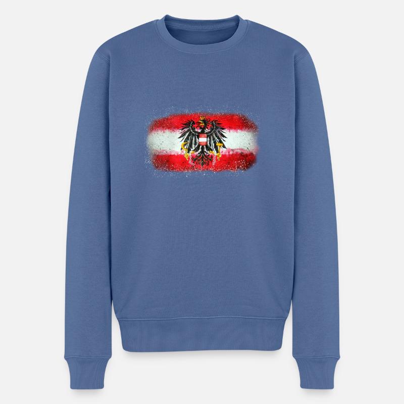 österreich Flagge - Männer Premium Bio Pullover - Taubenblau