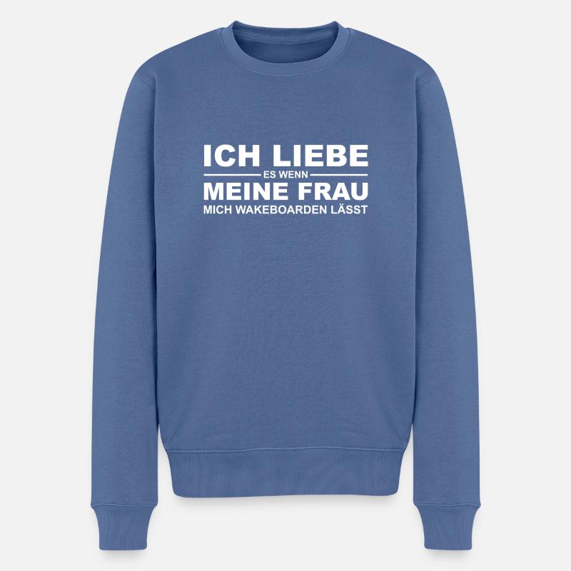 Ich liebe es-Wakeboard Shirt - Männer Premium Bio Pullover - Taubenblau