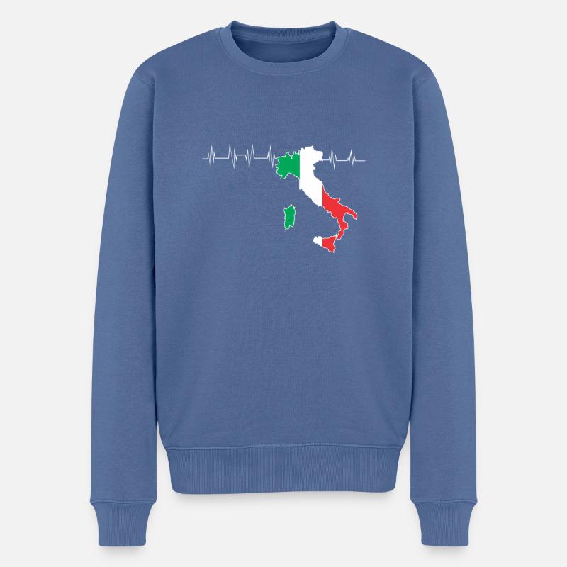 Italien Herz - Männer Premium Bio Pullover - Taubenblau