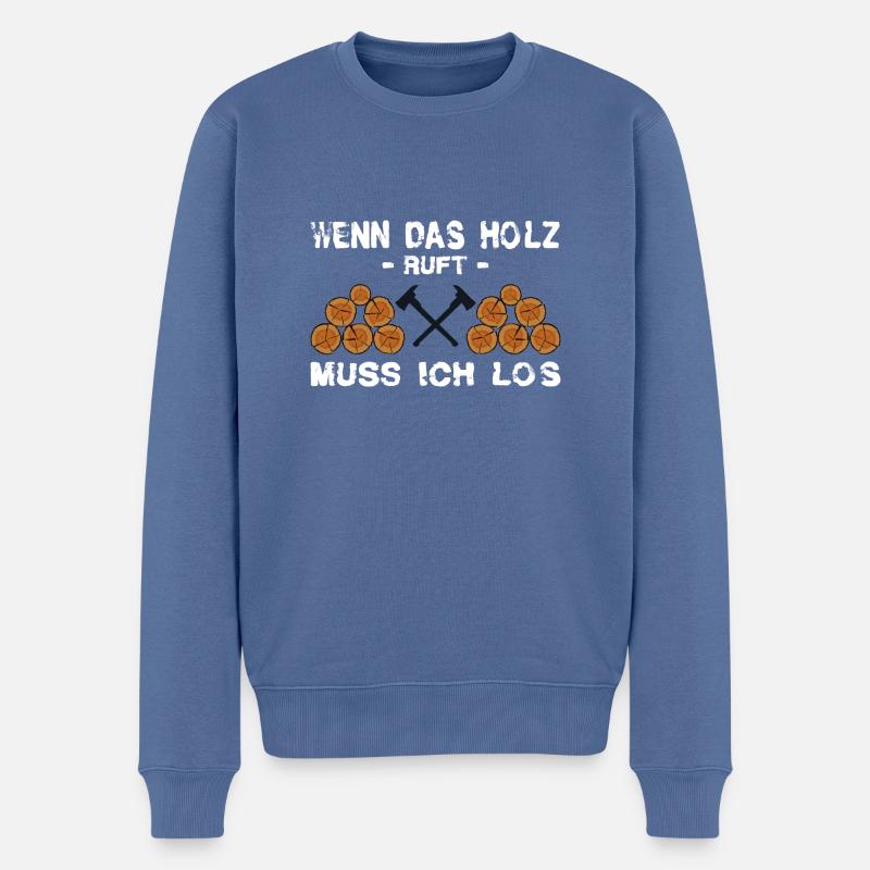 Holz ruft - Männer Premium Bio Pullover - Taubenblau