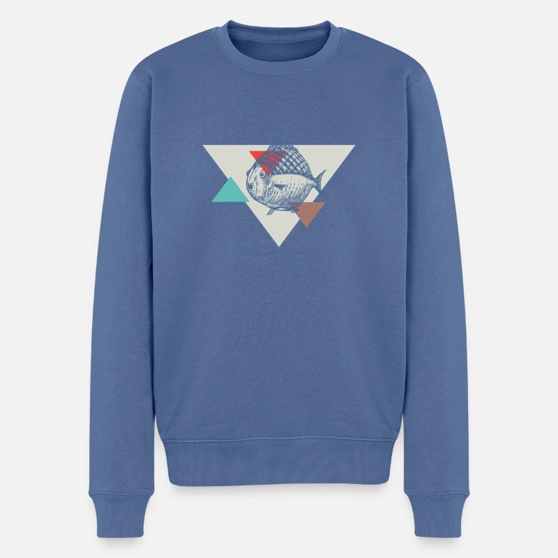 Fisch Dreieck Design - Männer Premium Bio Pullover - Taubenblau