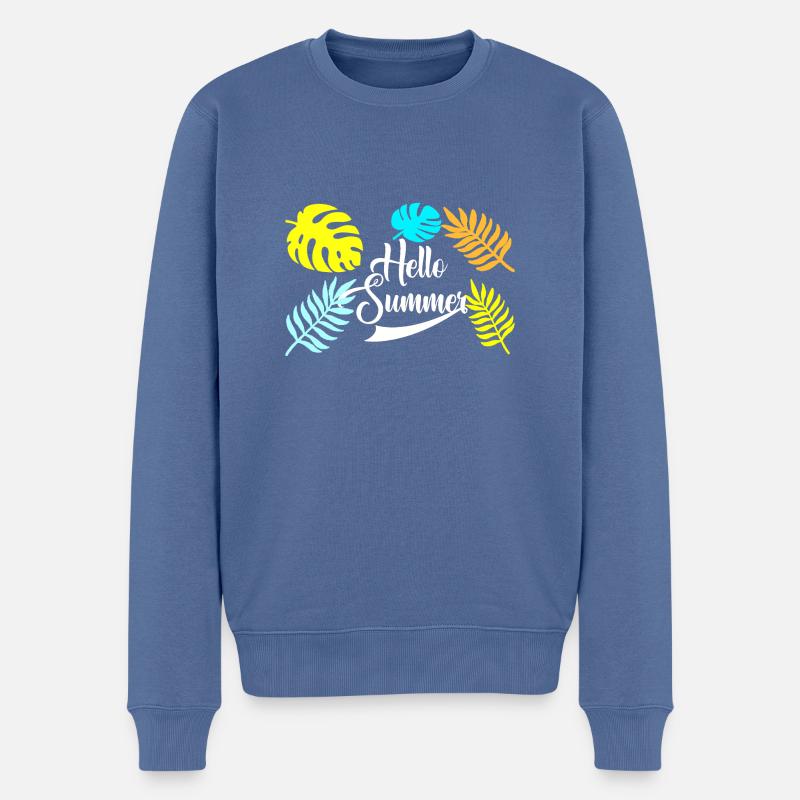 Hello Summer - Männer Premium Bio Pullover - Taubenblau