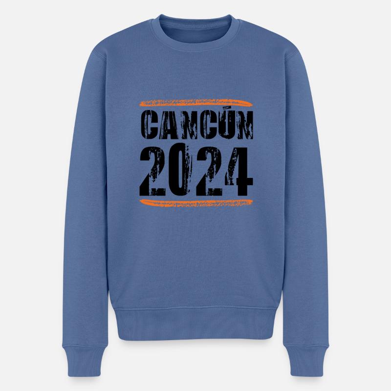 Dicton de Cancún 2024 - Pull Premium bio Homme - bleu pigeon