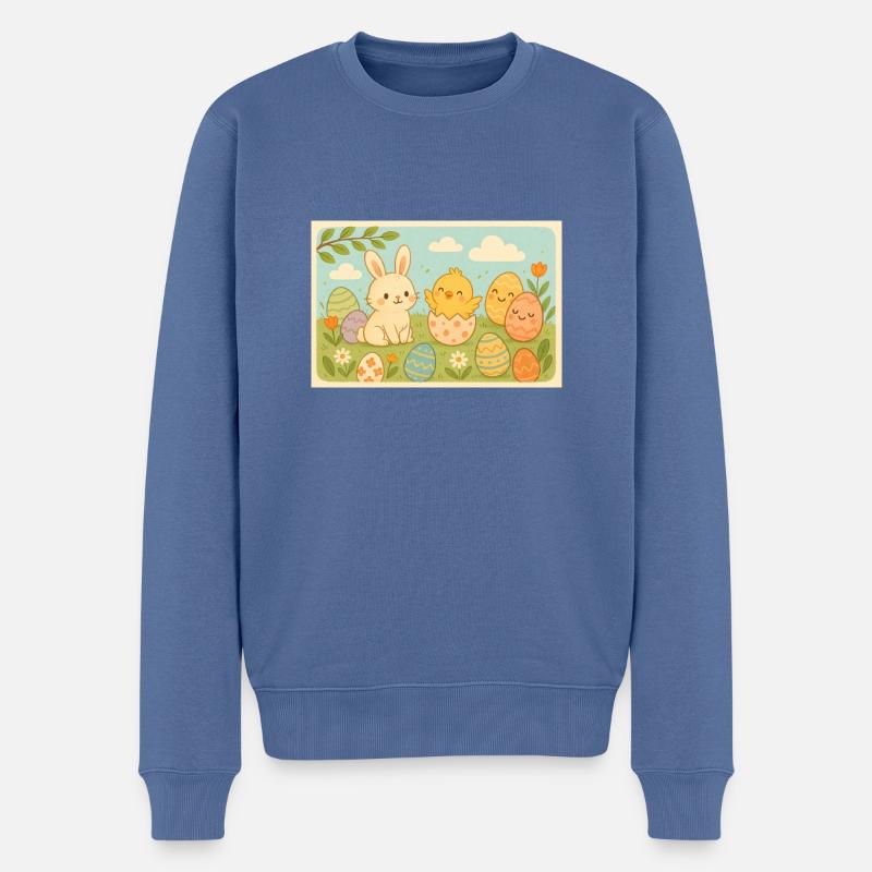 Ostern - Männer Premium Bio Pullover - Taubenblau