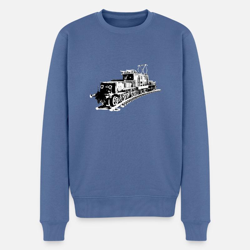 Lokomotive "Krokodil" - Männer Premium Bio Pullover - Taubenblau
