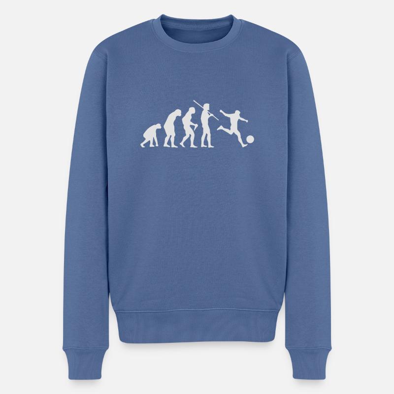 FUSSBALL - Männer Premium Bio Pullover - Taubenblau