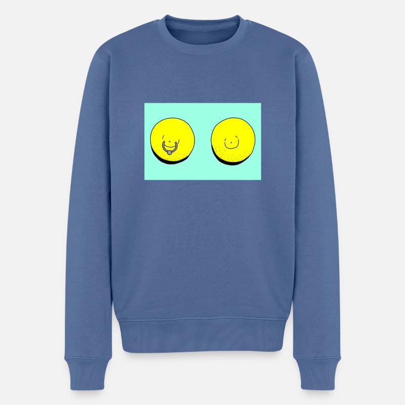Piercing au citron turquoise - Pull Premium bio Homme - bleu pigeon