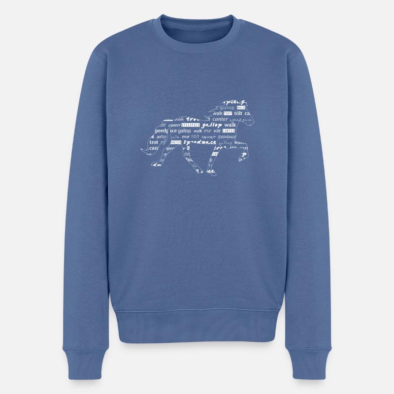 TÃ¶ltend Pferd mit Text - Weiß - Männer Premium Bio Pullover - Taubenblau