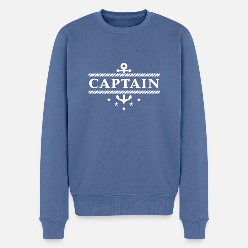 Captain - Männer Premium Bio Pullover - Taubenblau