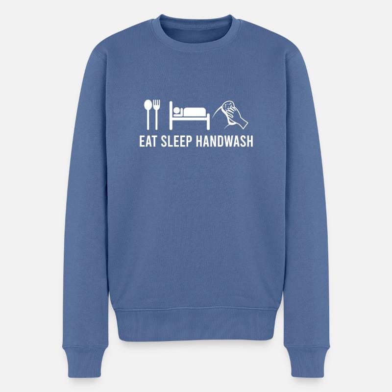 Eat sleep handwash Auto - Männer Premium Bio Pullover - Taubenblau