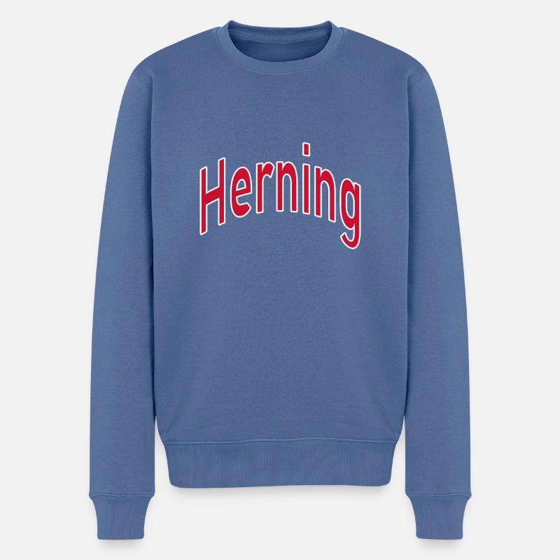 Herning - Männer Premium Bio Pullover - Taubenblau
