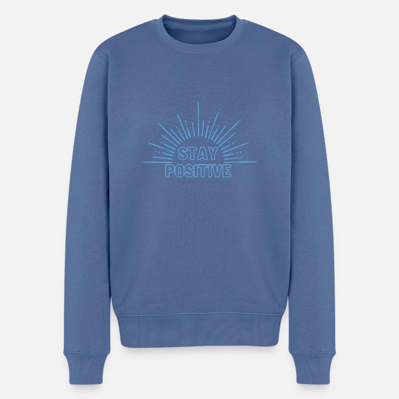 Restez positif en bleu - Pull Premium bio Homme - bleu pigeon