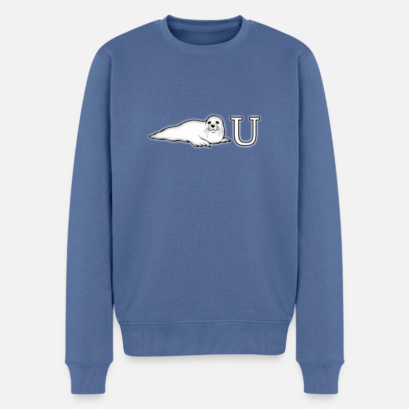 phoque_you - Männer Premium Bio Pullover - Taubenblau
