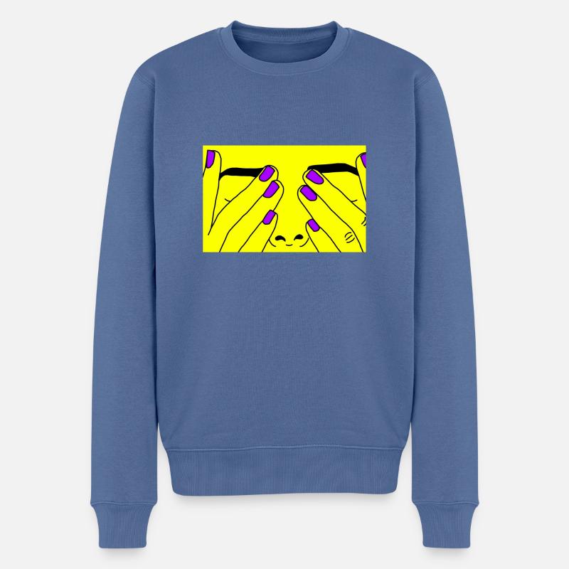 Face jaune - Pull Premium bio Homme - bleu pigeon