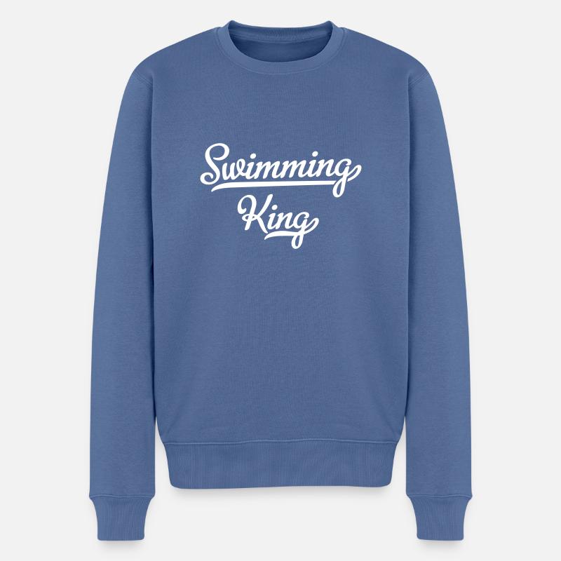 Schwimmen - Männer Premium Bio Pullover - Taubenblau