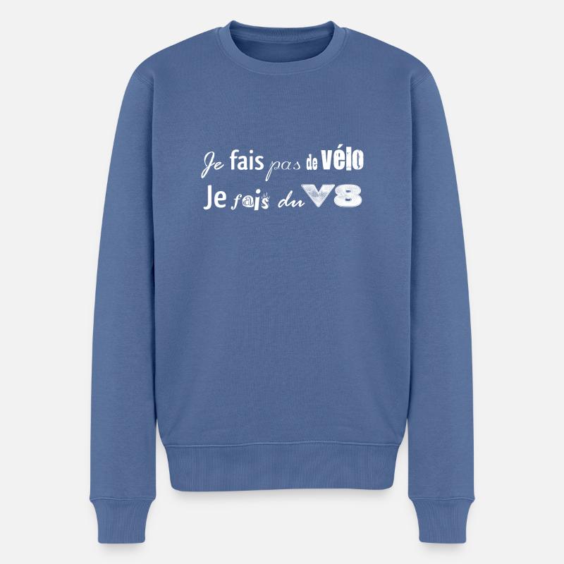 Je fais pas de vélo, je vais du V8 - Pull Premium bio Homme - bleu pigeon
