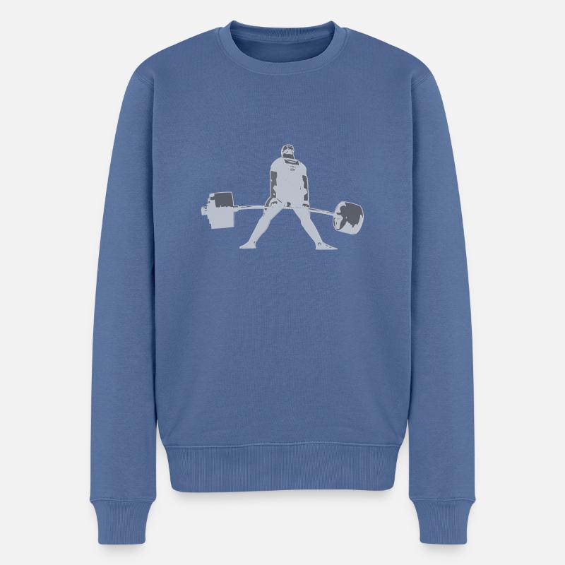 Deadlift II -- weiss - Männer Premium Bio Pullover - Taubenblau