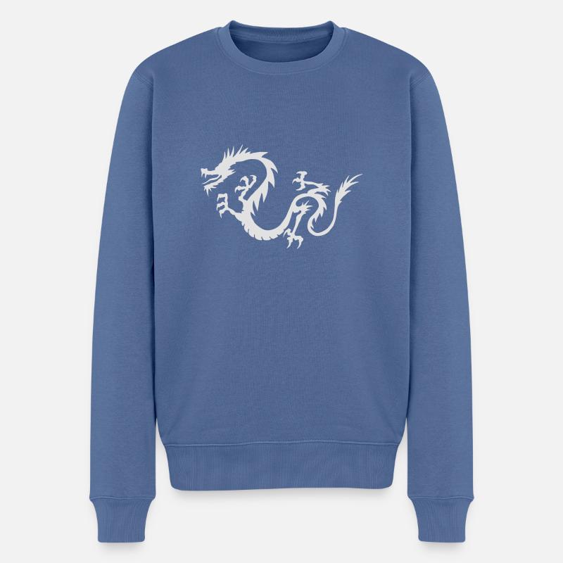 Chinesischer Drache - Männer Premium Bio Pullover - Taubenblau