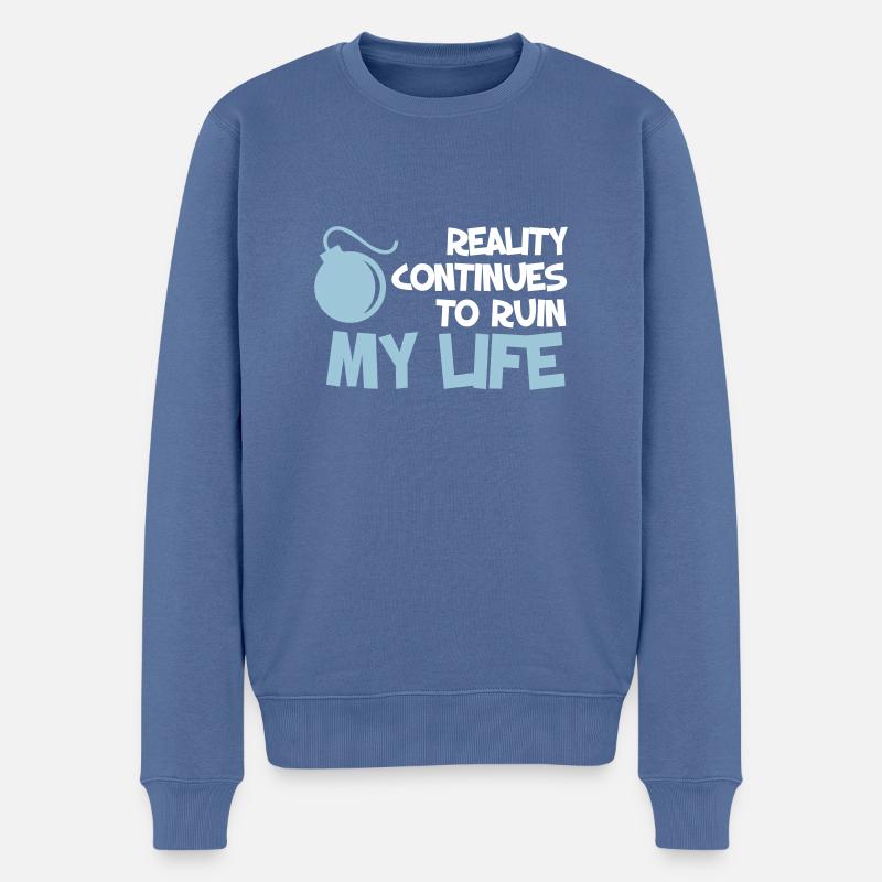 Funny Quotes. Zitat. Humor. Geschenk - Männer Premium Bio Pullover - Taubenblau