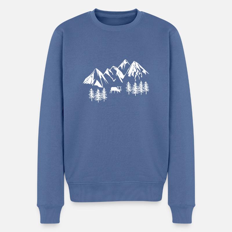 Montagnes - Pull Premium bio Homme - bleu pigeon