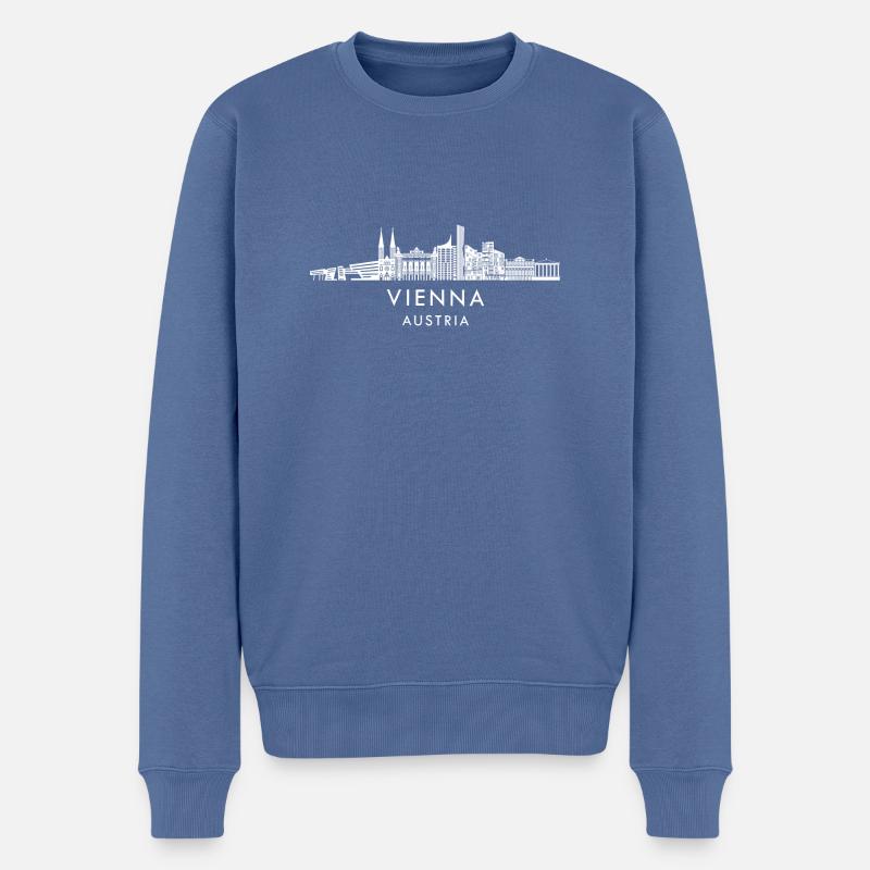 Wien, Österreich - Männer Premium Bio Pullover - Taubenblau