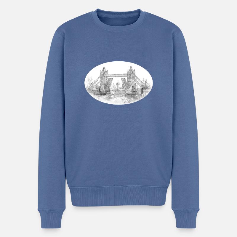 Tower Bridge - Männer Premium Bio Pullover - Taubenblau