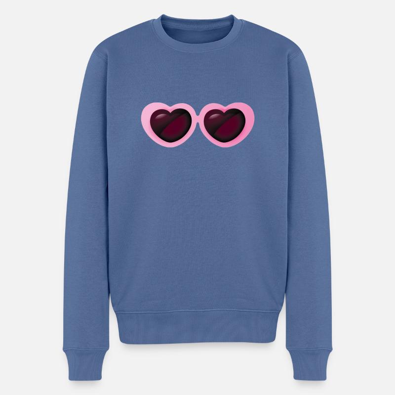 Smiley Heart Sunglasses - Männer Premium Bio Pullover - Taubenblau