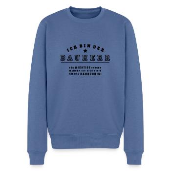 Ich bin der Bauherr | Farbwechsel | Partnerlook - Männer Premium Bio Pullover - Taubenblau - Vorne - Nico (187cm)