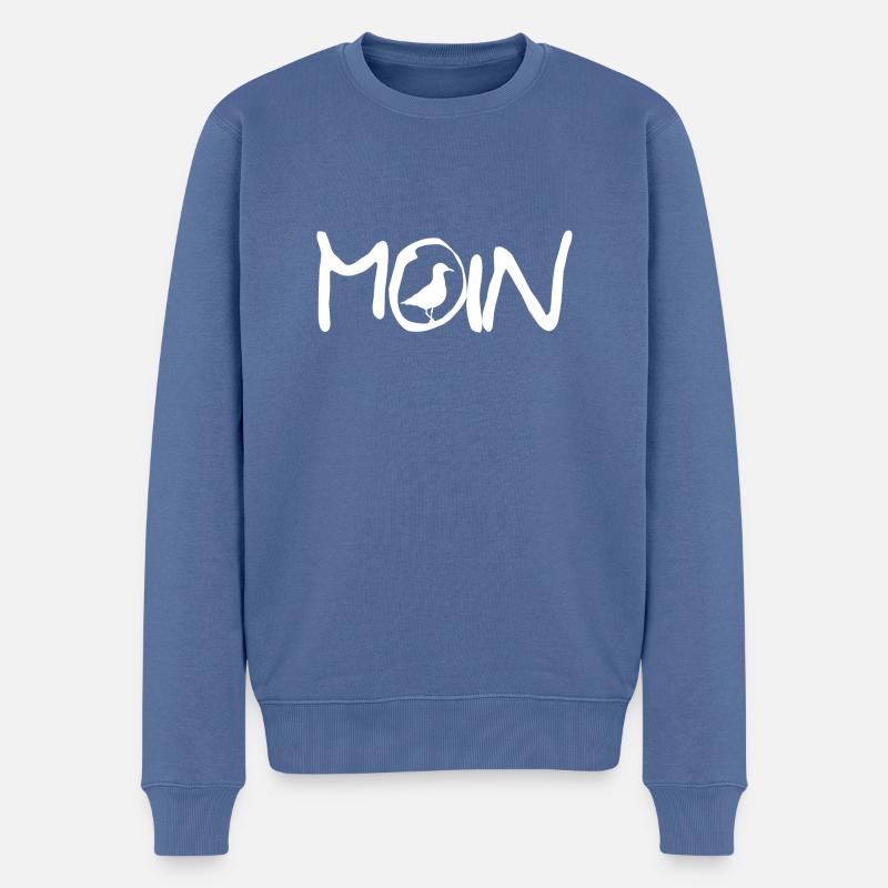 Moin mit Möwe - Männer Premium Bio Pullover - Taubenblau