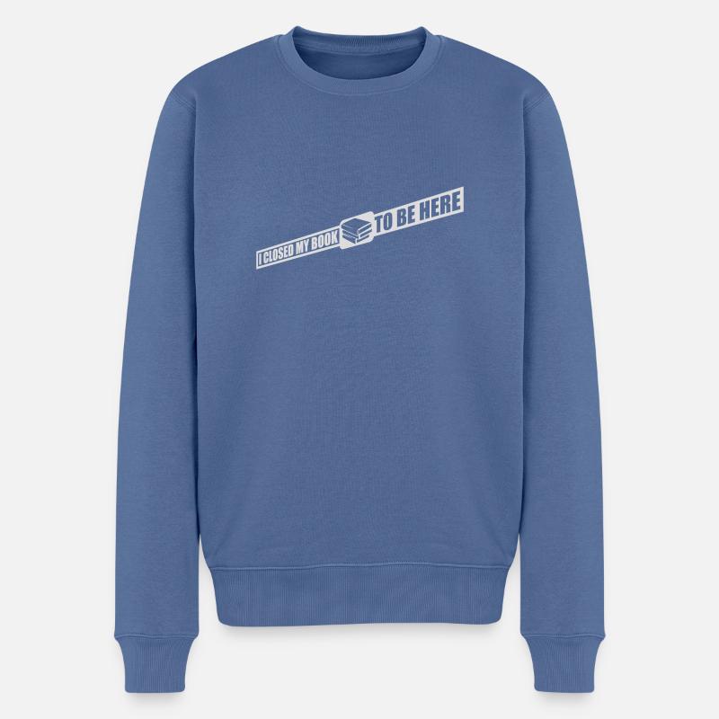I closed my book - Männer Premium Bio Pullover - Taubenblau