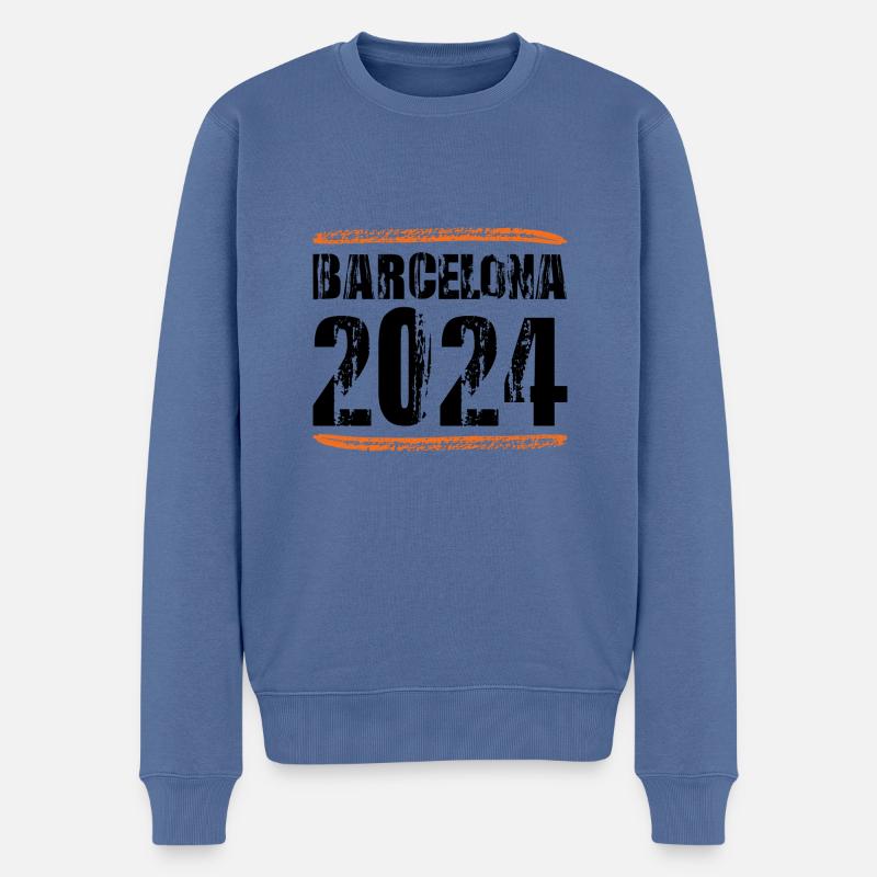 Barcelona 2024 Spruch - Männer Premium Bio Pullover - Taubenblau