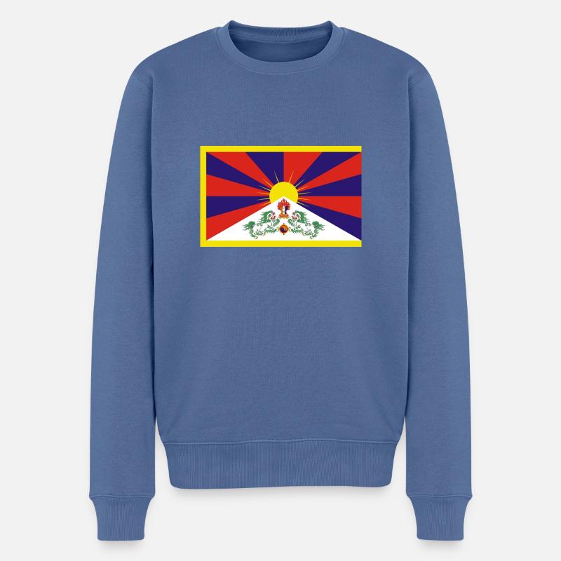 Tibet - Männer Premium Bio Pullover - Taubenblau