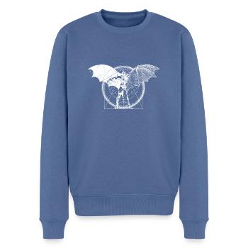 Batman Dark white Flügel - Männer Premium Bio Pullover - Taubenblau - Vorne - Nico (187cm)