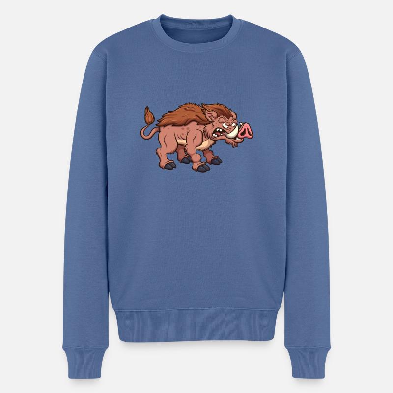 Wildschwein - Männer Premium Bio Pullover - Taubenblau