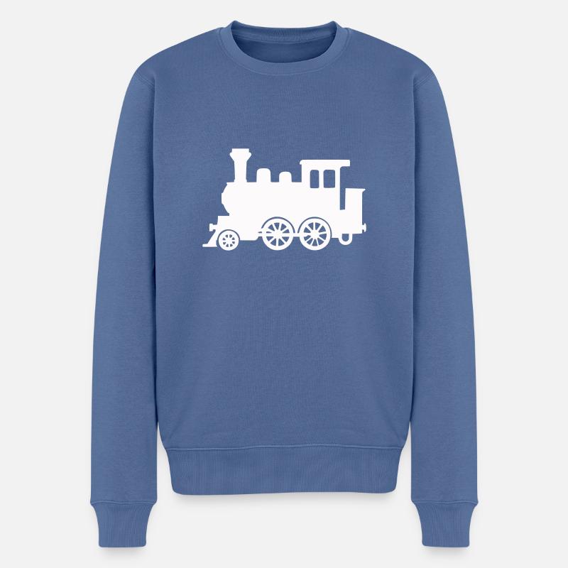 lokomotive - Männer Premium Bio Pullover - Taubenblau