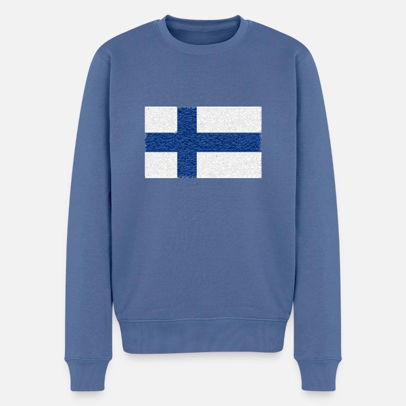 Finnland-Flagge Kristall - Männer Premium Bio Pullover - Taubenblau