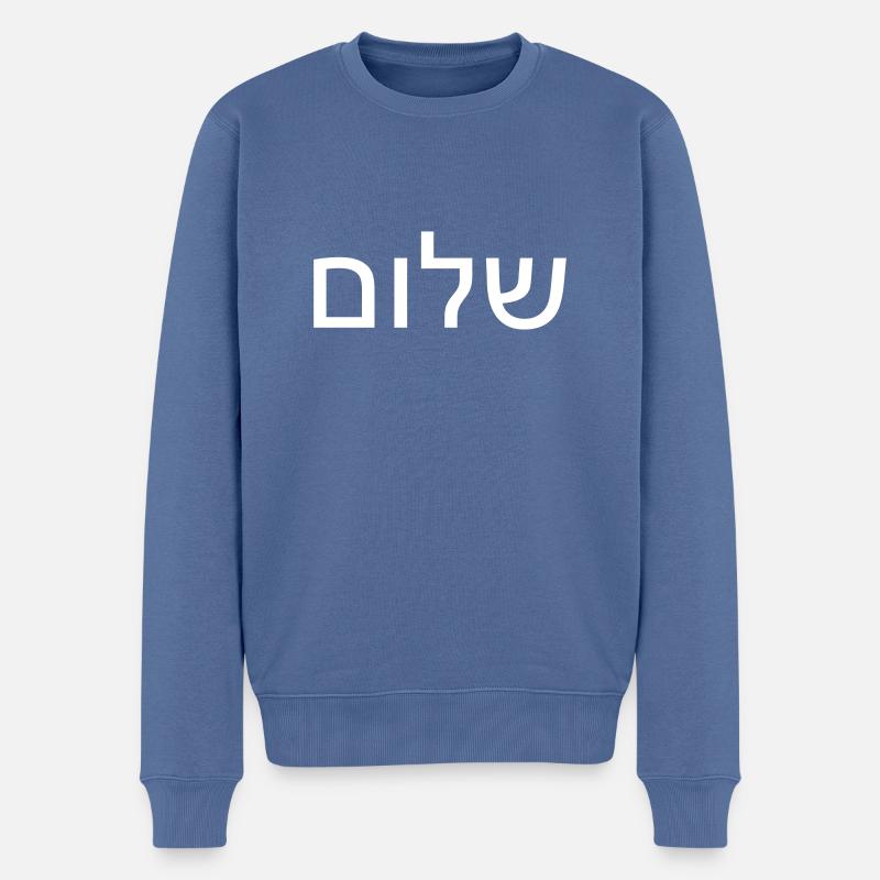 shalom - Männer Premium Bio Pullover - Taubenblau