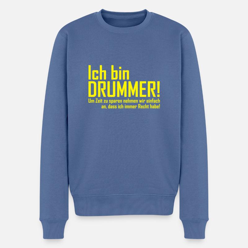 ich bin drummer - Männer Premium Bio Pullover - Taubenblau