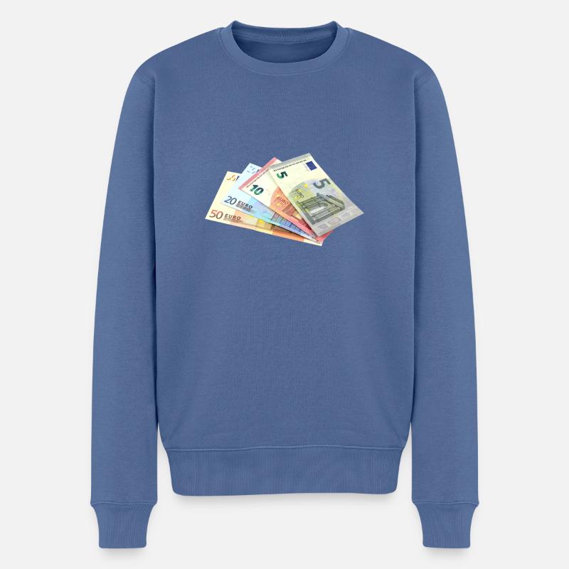 De l’argent. Billets en euros - Pull Premium bio Homme - bleu pigeon