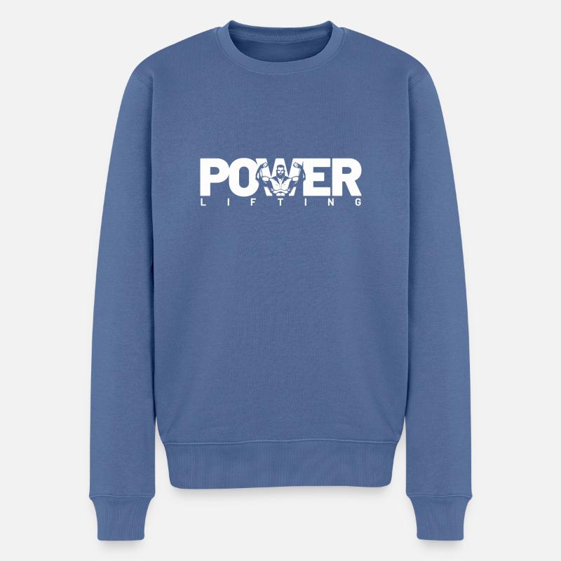 power lifting weiss - Männer Premium Bio Pullover - Taubenblau