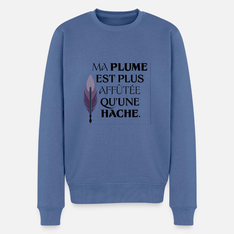 Plume affûtée - Pull Premium bio Homme - bleu pigeon