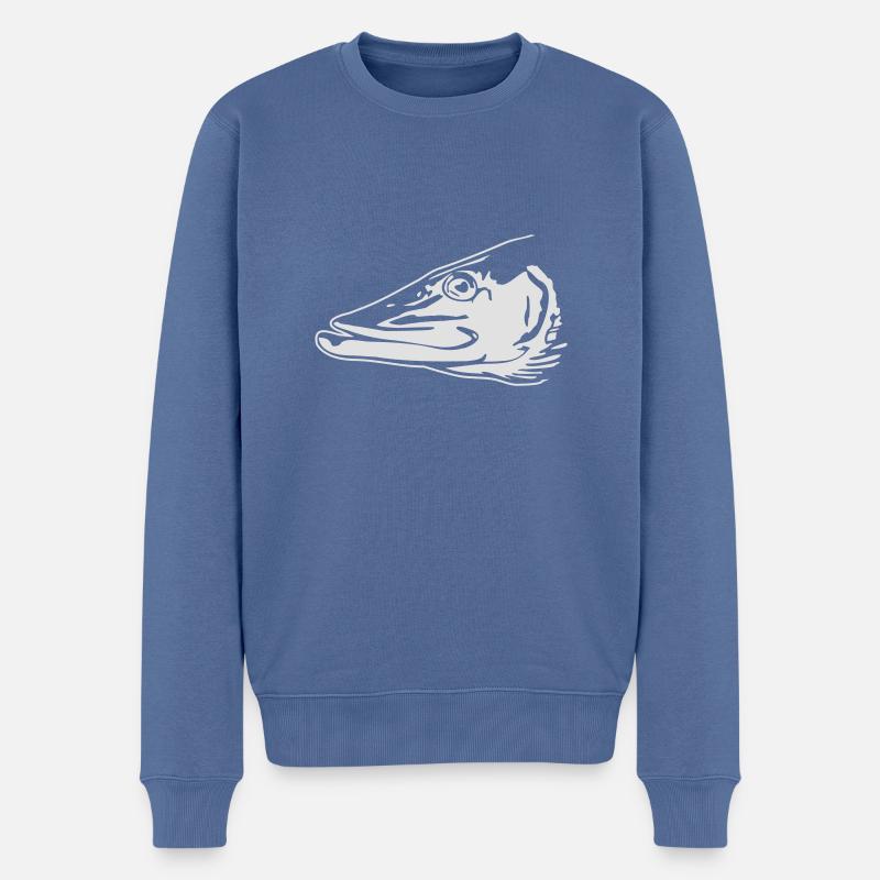 Brochet - Pull Premium bio Homme - bleu pigeon