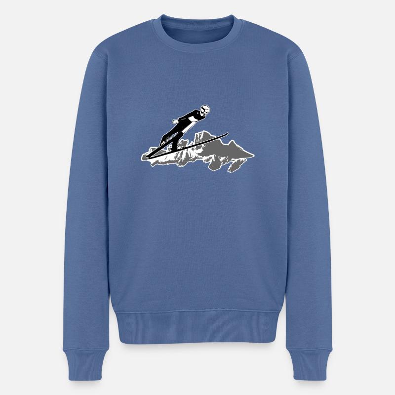 Skispringen - Ski-Jumping - Männer Premium Bio Pullover - Taubenblau
