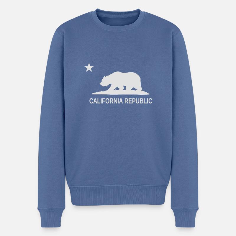 California Republic - Männer Premium Bio Pullover - Taubenblau