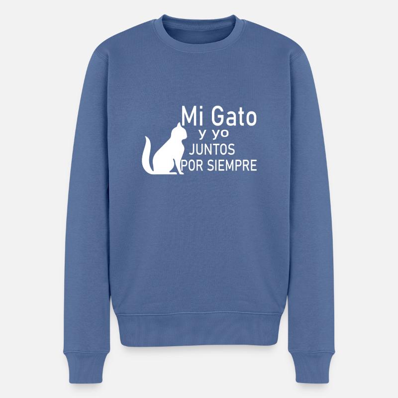 Chat Katze - Pull Premium bio Homme - bleu pigeon