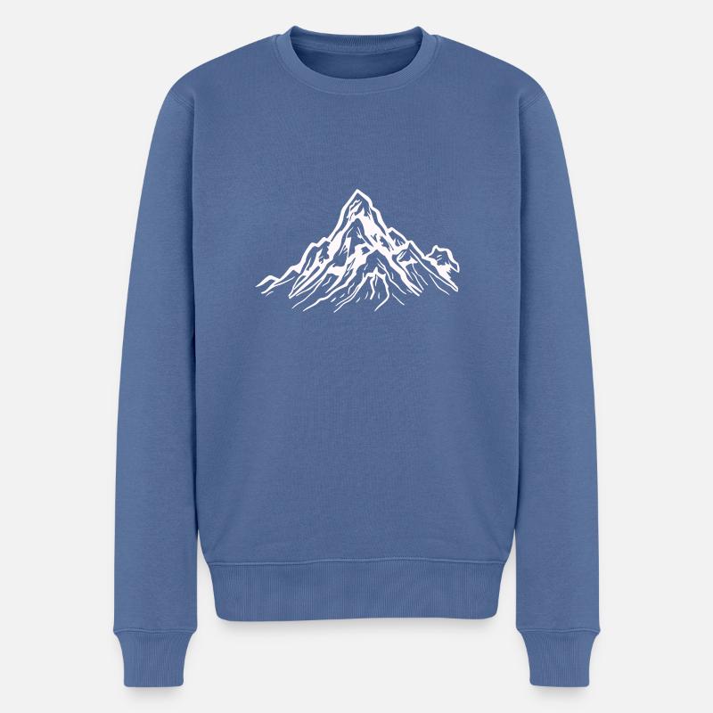 montagnes - Pull Premium bio Homme - bleu pigeon